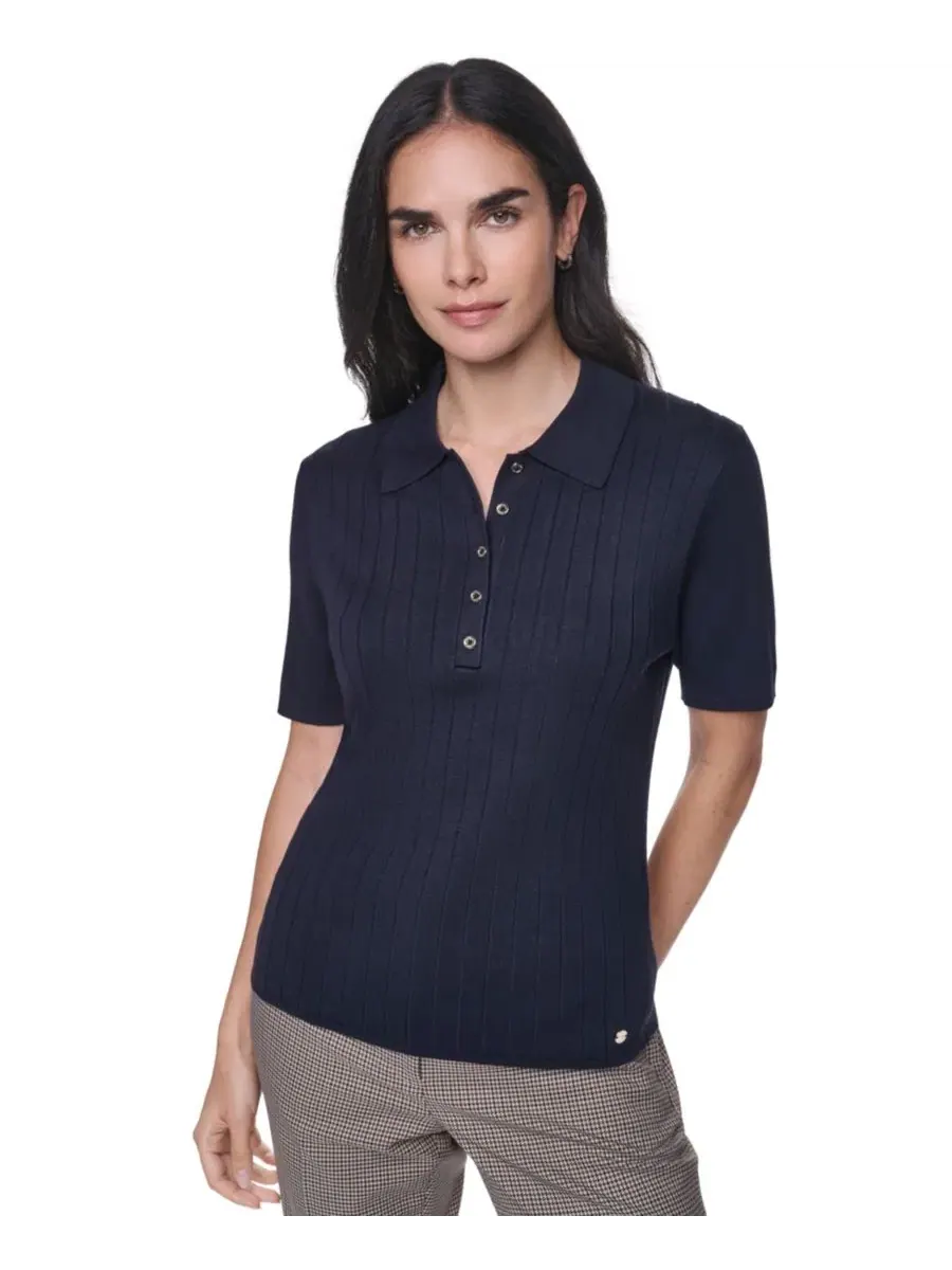 Женский пуловер-поло с коротким рукавом Tommy Hilfiger — изображение 3 из 6, синий
