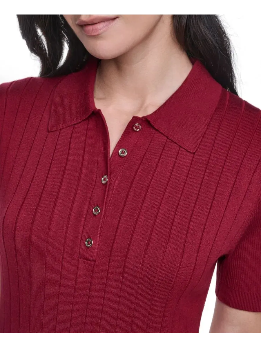 Пуловер-поло с коротким рукавом Tommy Hilfiger — изображение 5 из 8, красный