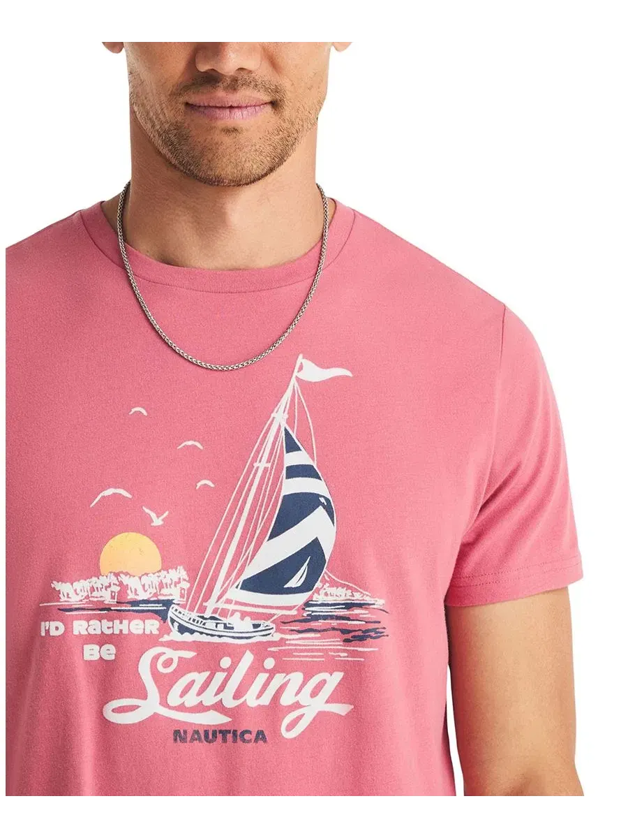 Футболка с принтом Men's Sailing Graphic Crewneck Nautica — изображение 4 из 5, розовый