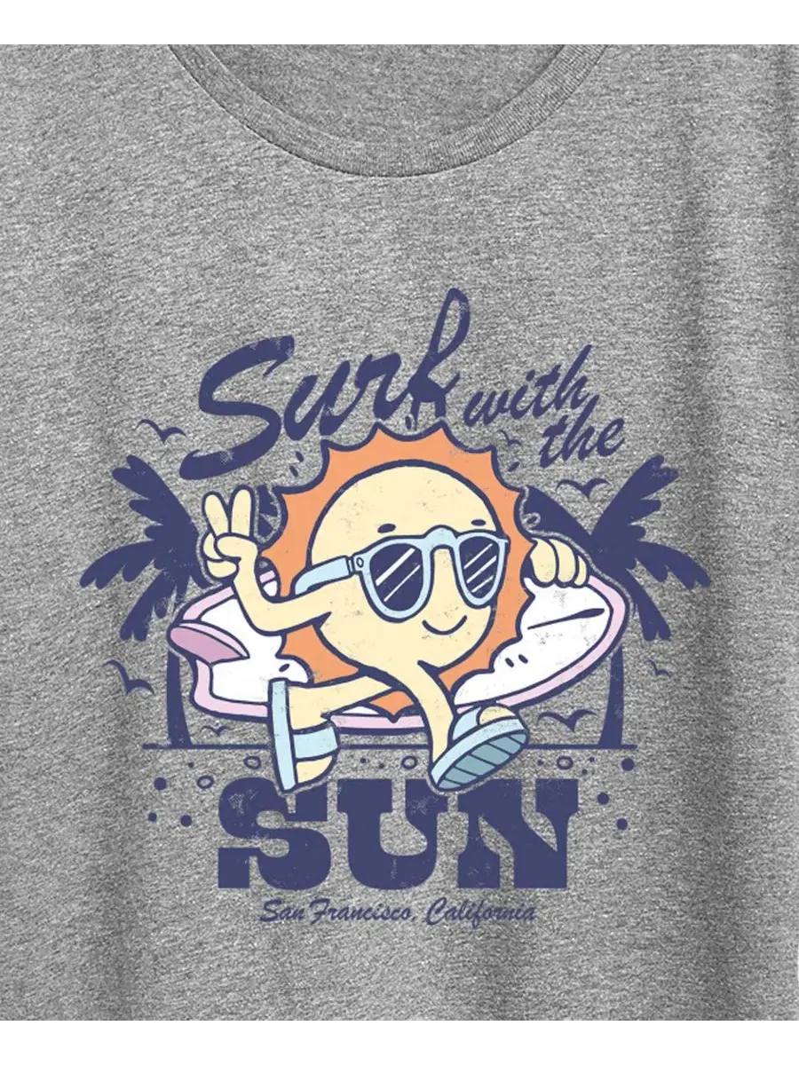 Футболка с коротким рукавом с принтом Instant Message Surf with the Sun Hybrid Apparel — изображение 2 из 3, серый