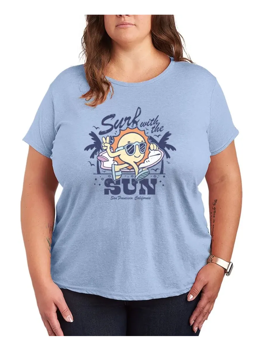 Футболка с коротким рукавом и принтом Instant Message Surf with the Sun Hybrid Apparel — изображение 1 из 3, синий