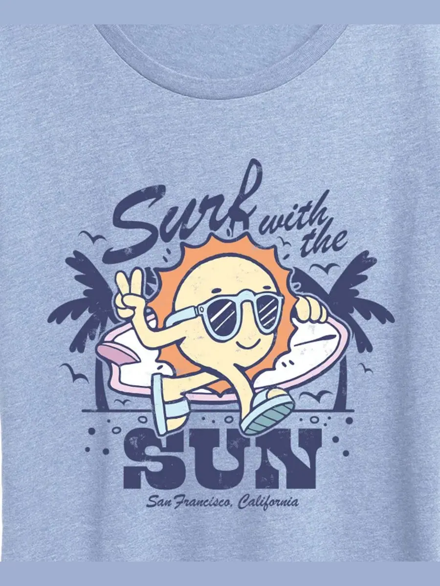 Футболка с коротким рукавом и принтом Instant Message Surf with the Sun Hybrid Apparel — изображение 2 из 3, синий
