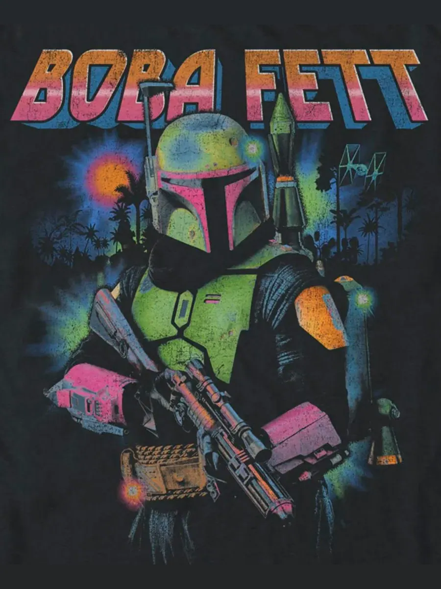 Футболка с принтом Star Wars Mandalorian Bobba Glow Fifth Sun — изображение 3 из 3, черный