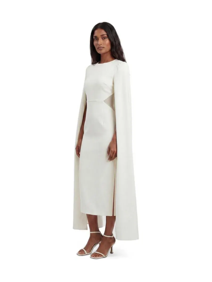 Платье миди с мысом из сетки Cape Mesh Midi Karen Millen — изображение 2 из 5, белый