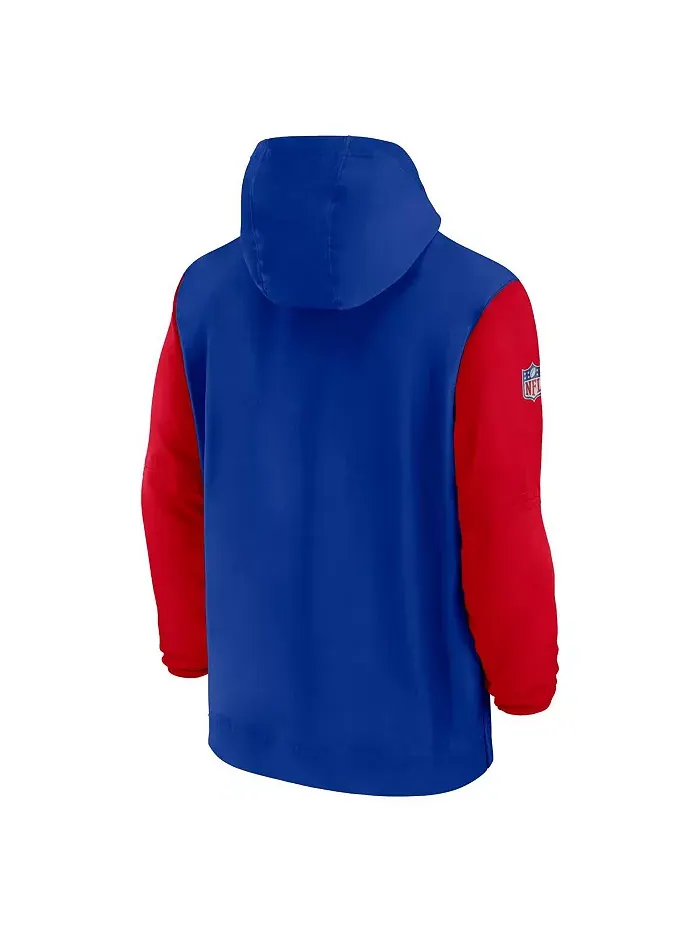 Мужская худи-куртка Buffalo Bills 1/2 молнии для предыгрового выхода на поле, сезон 2024/25 — изображение 2 из 3, красный