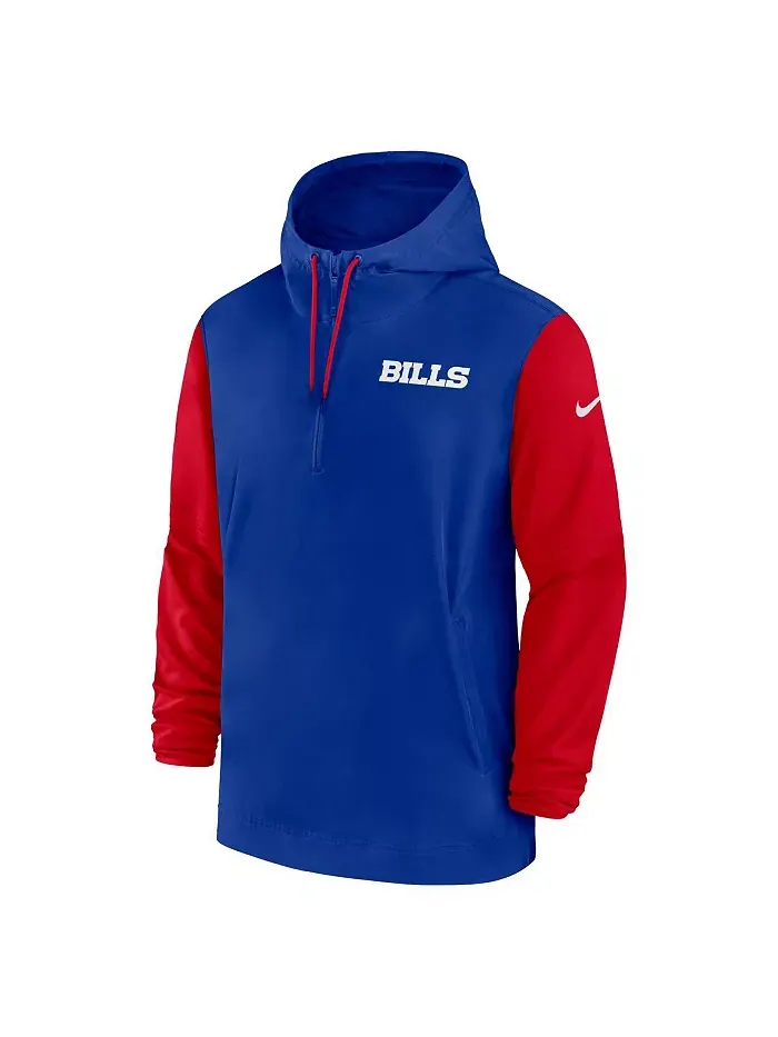 Мужская худи-куртка Buffalo Bills 1/2 молнии для предыгрового выхода на поле, сезон 2024/25 — изображение 3 из 3, красный