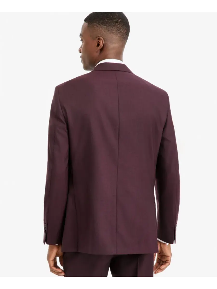 Костюм-двойка из шерстяной смеси Slim Fit Calvin Klein — изображение 4 из 4, бордовый