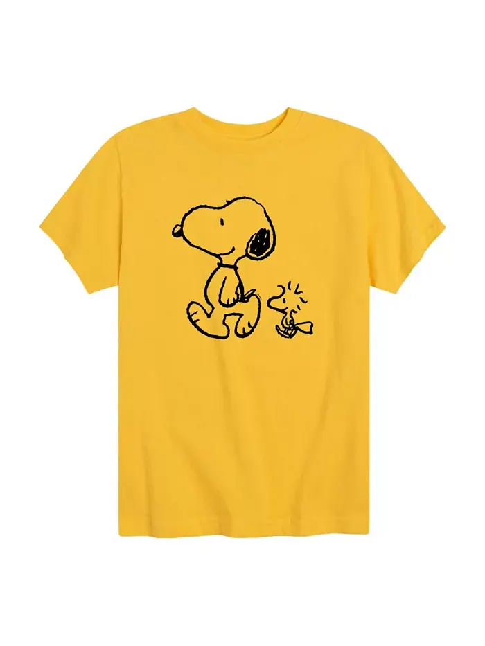 Футболка с принтом Snoopy и Woodstock для мальчиков старшего возраста Peanuts — изображение 1 из 3, желтый