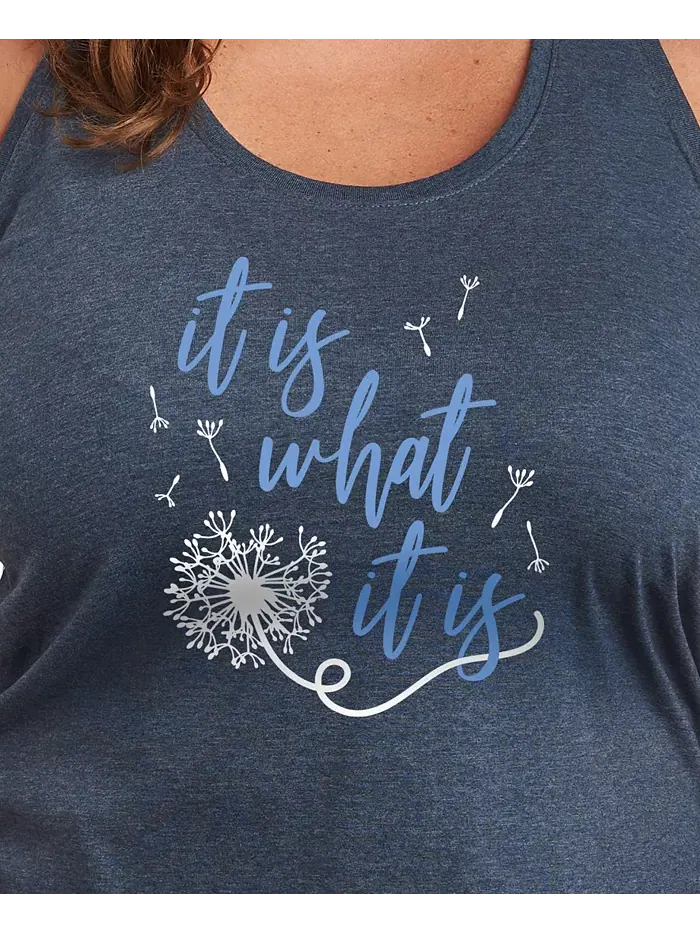 Майка размера плюс с принтом It Is What It Is Hybrid Apparel — изображение 2 из 3, синий