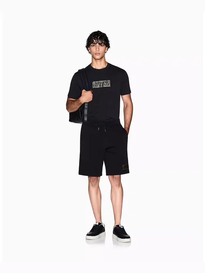 Мужская футболка с золотым логотипом и принтом A|X Armani Exchange — изображение 4 из 5, черный
