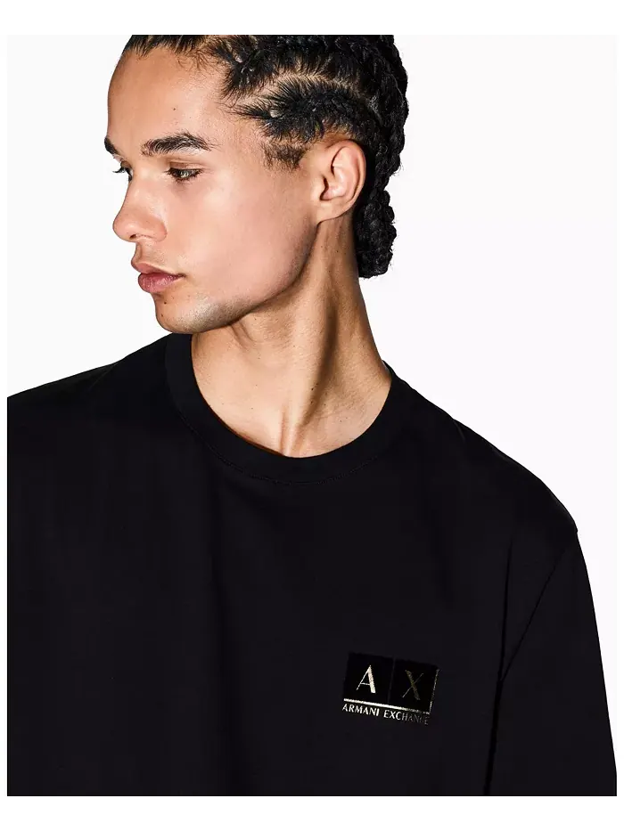 Мужская футболка с золотым логотипом и принтом A|X Armani Exchange — изображение 3 из 5, мульти