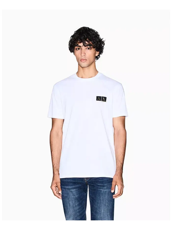 Мужская футболка с золотым логотипом и принтом A|X Armani Exchange — изображение 1 из 5, белый