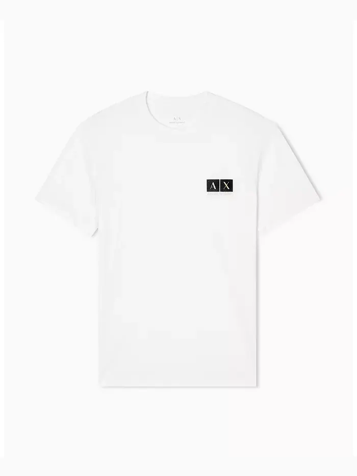 Мужская футболка с золотым логотипом и принтом A|X Armani Exchange — изображение 5 из 5, белый