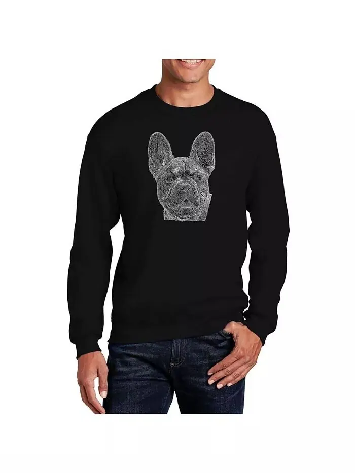 Мужская толстовка с круглым вырезом Word Art French Bulldog LA Pop Art — изображение 1 из 2, черный