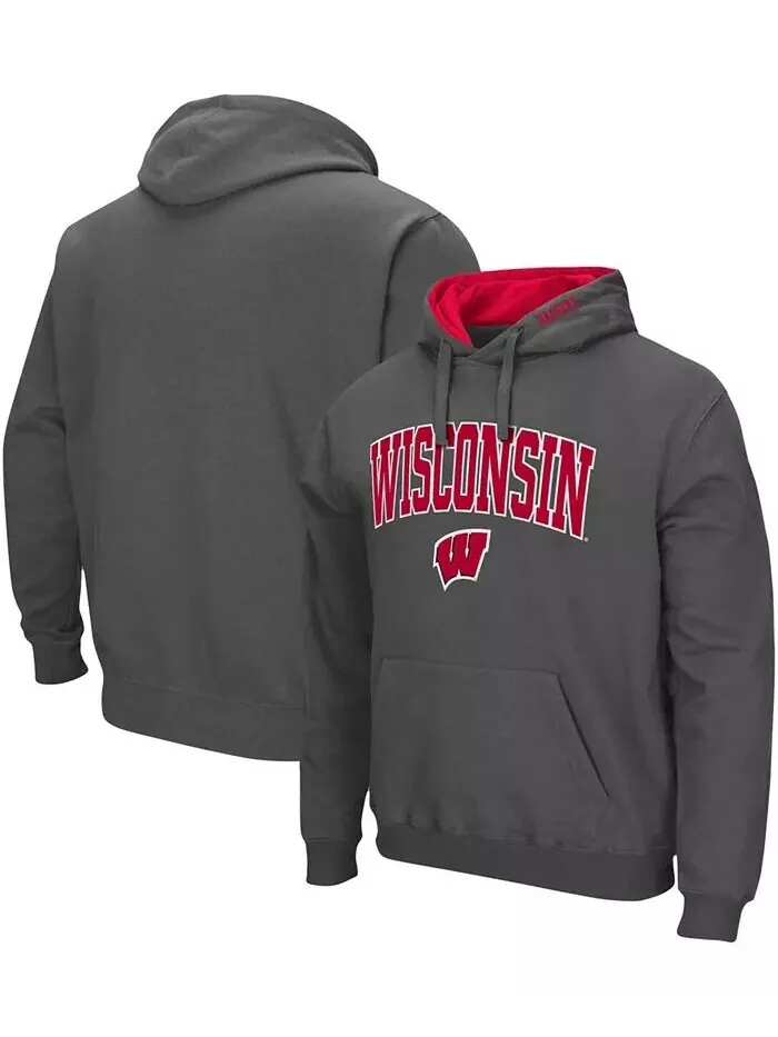 Мужская толстовка с капюшоном Wisconsin Badgers Arch Logo 3.0 Colosseum — изображение 1 из 3, темно-серый