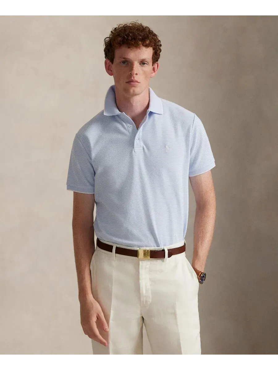 Футболка-поло с коротким рукавом Classic Fit Polo Ralph Lauren — изображение 1 из 4, синий/белый
