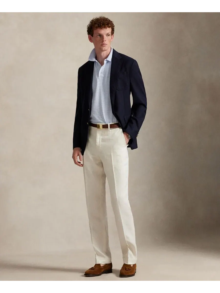 Футболка-поло с коротким рукавом Classic Fit Polo Ralph Lauren — изображение 2 из 4, синий/белый