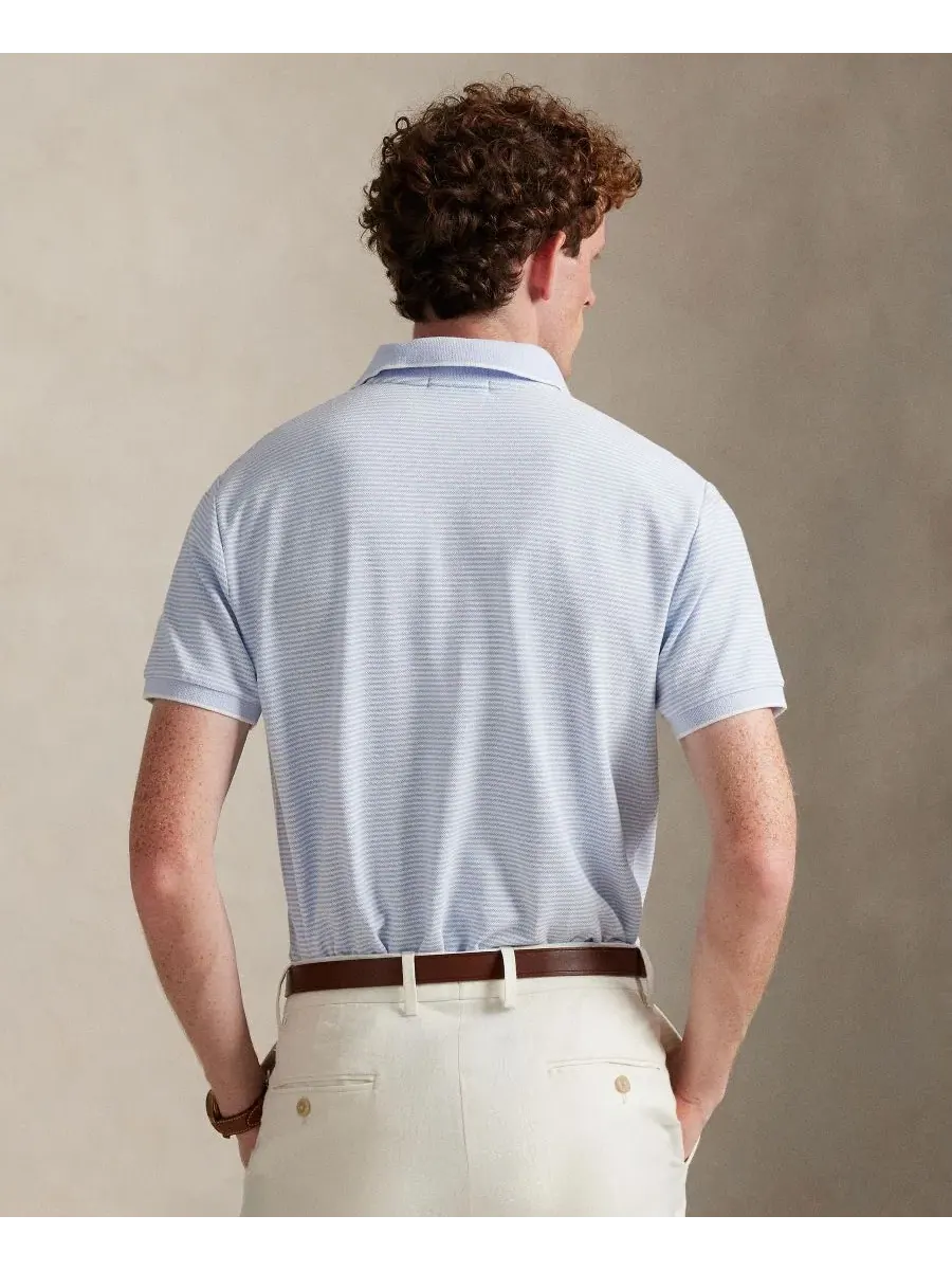 Футболка-поло с коротким рукавом Classic Fit Polo Ralph Lauren — изображение 3 из 4, синий/белый