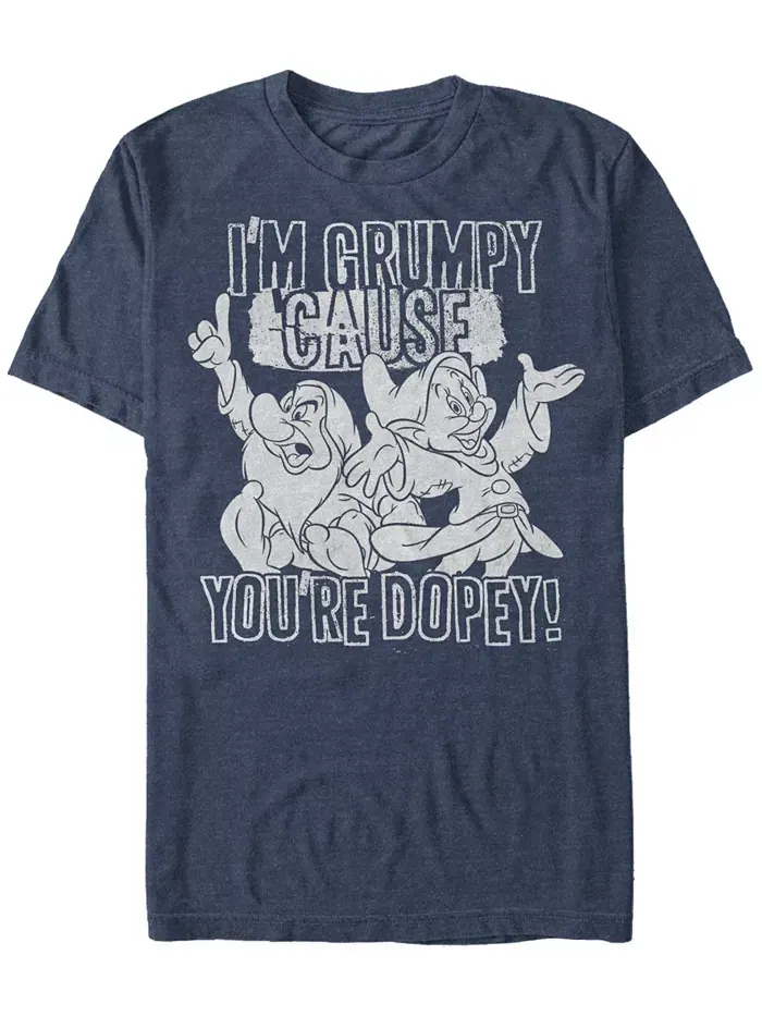 Футболка мужская Disney "Snow White" с коротким рукавом и надписью "Grumpy Cause You're Dopey" — изображение 1 из 1