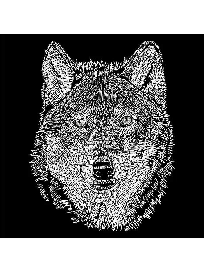 Мужская графика Word Art — футболка с волком LA Pop Art — изображение 2 из 2, серый