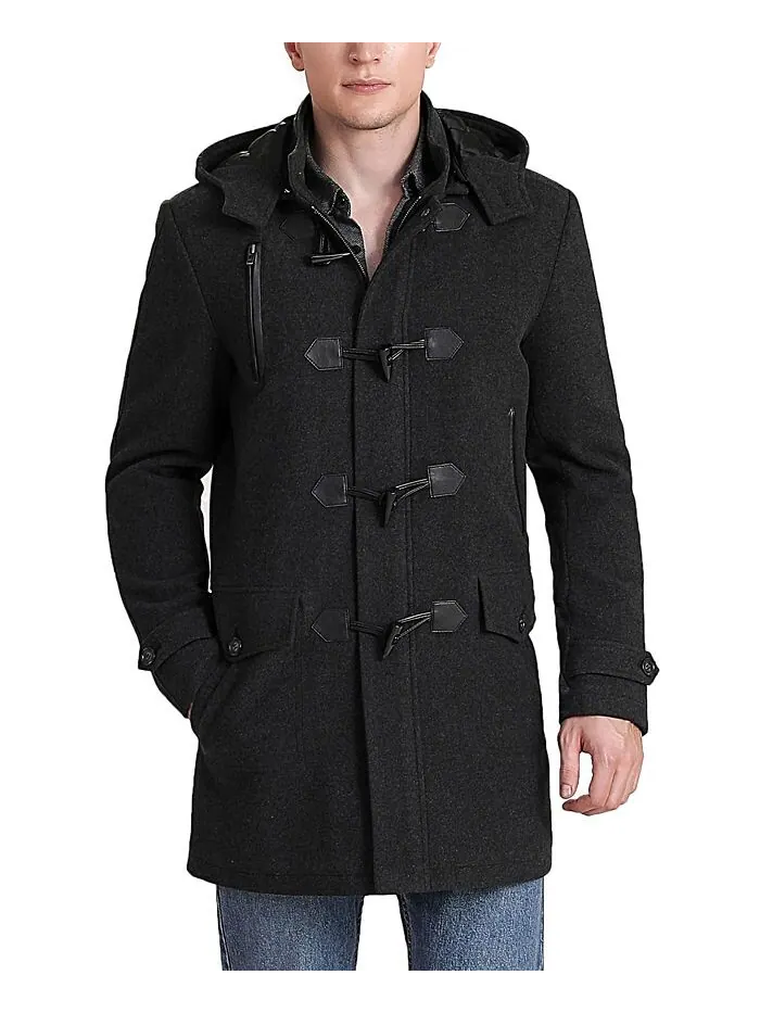 Пальто BGSD Tyson Wool Blend Leather Trimmed — черный