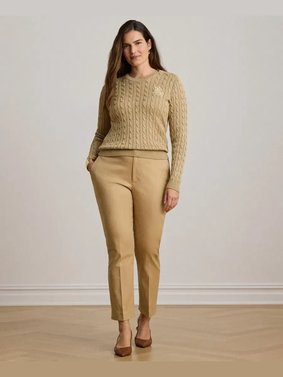 Брюки-слим с высокой посадкой Lauren Ralph Lauren — изображение 2 из 6, бежевый