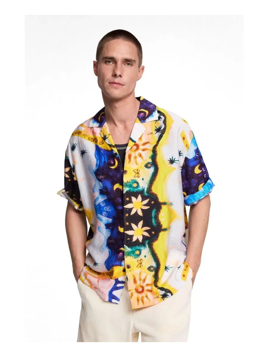 Мужская рубашка с принтом Cosmos Desigual — изображение 1 из 5, белый