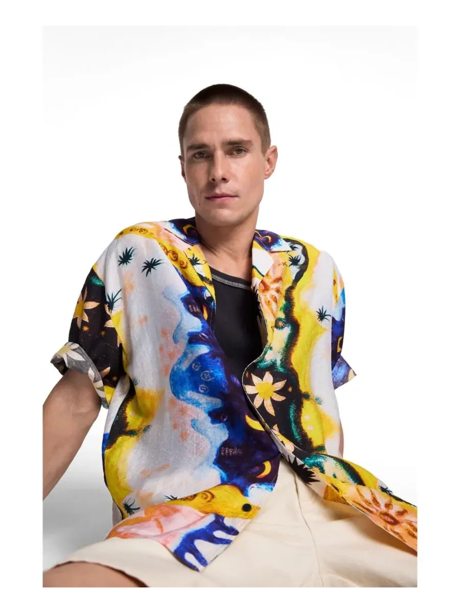 Мужская рубашка с принтом Cosmos Desigual — изображение 3 из 5, белый