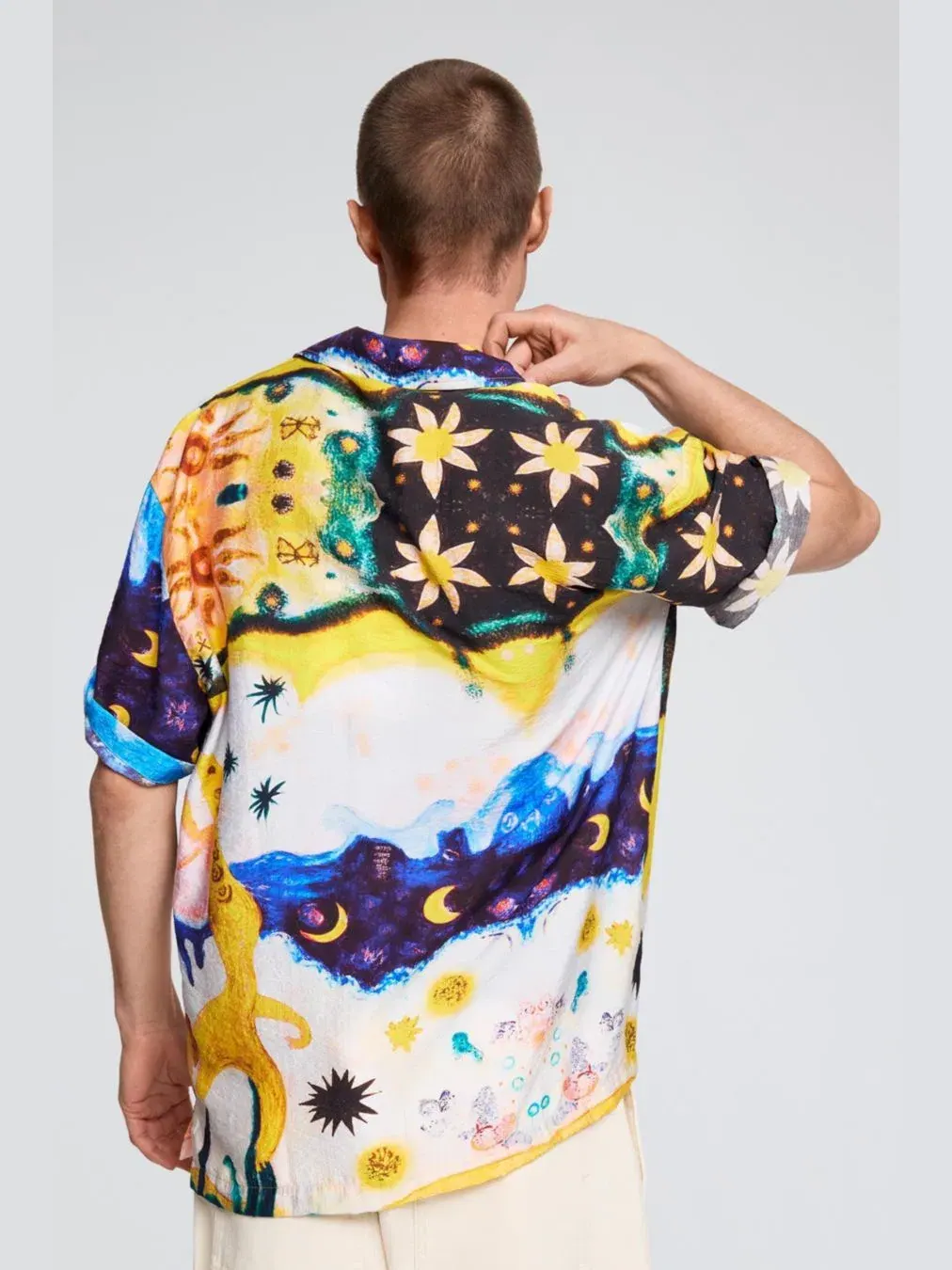 Мужская рубашка с принтом Cosmos Desigual — изображение 4 из 5, белый