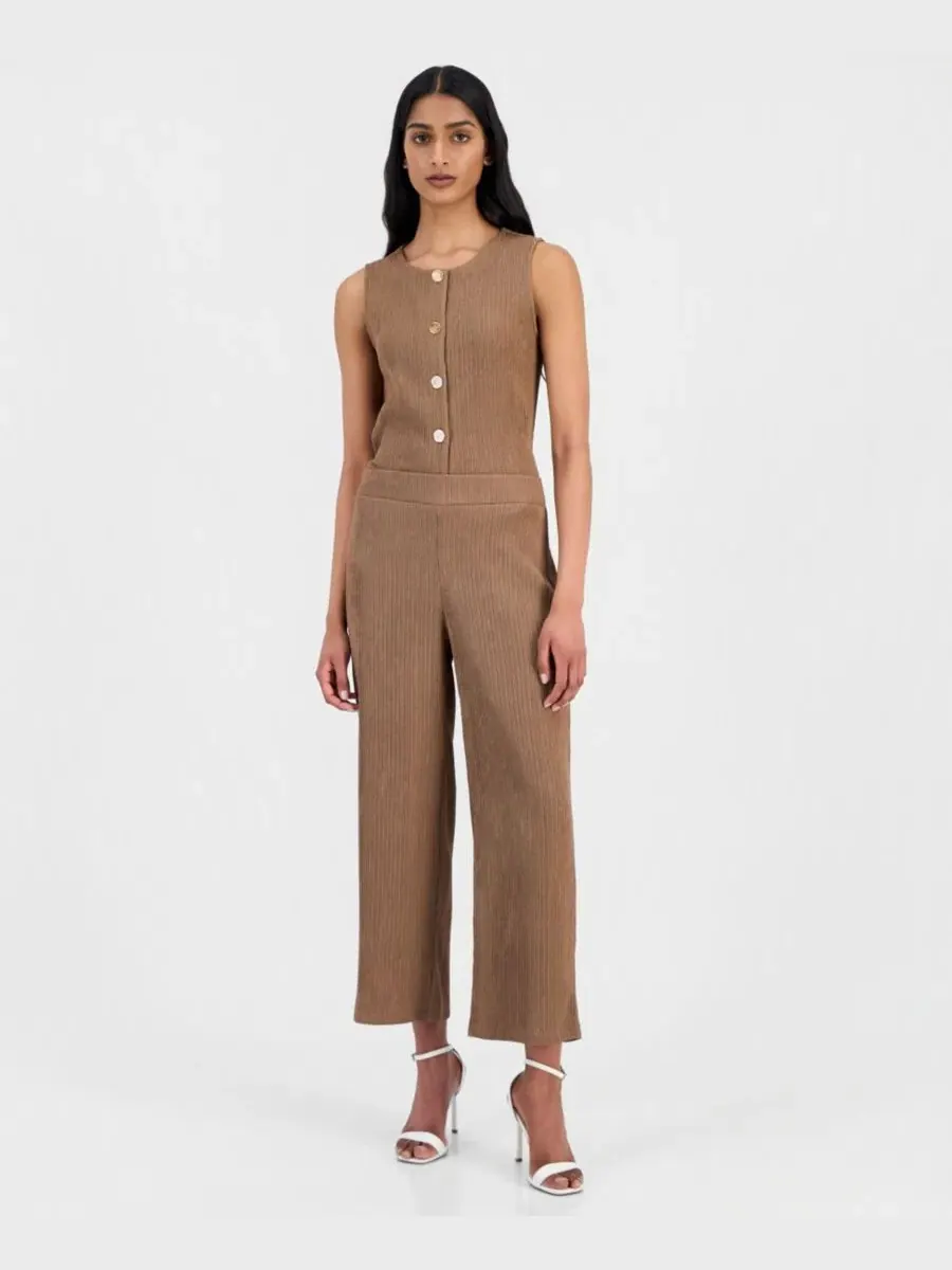 Брюки широкие женские с защипами Anne Klein — изображение 2 из 4, грибной