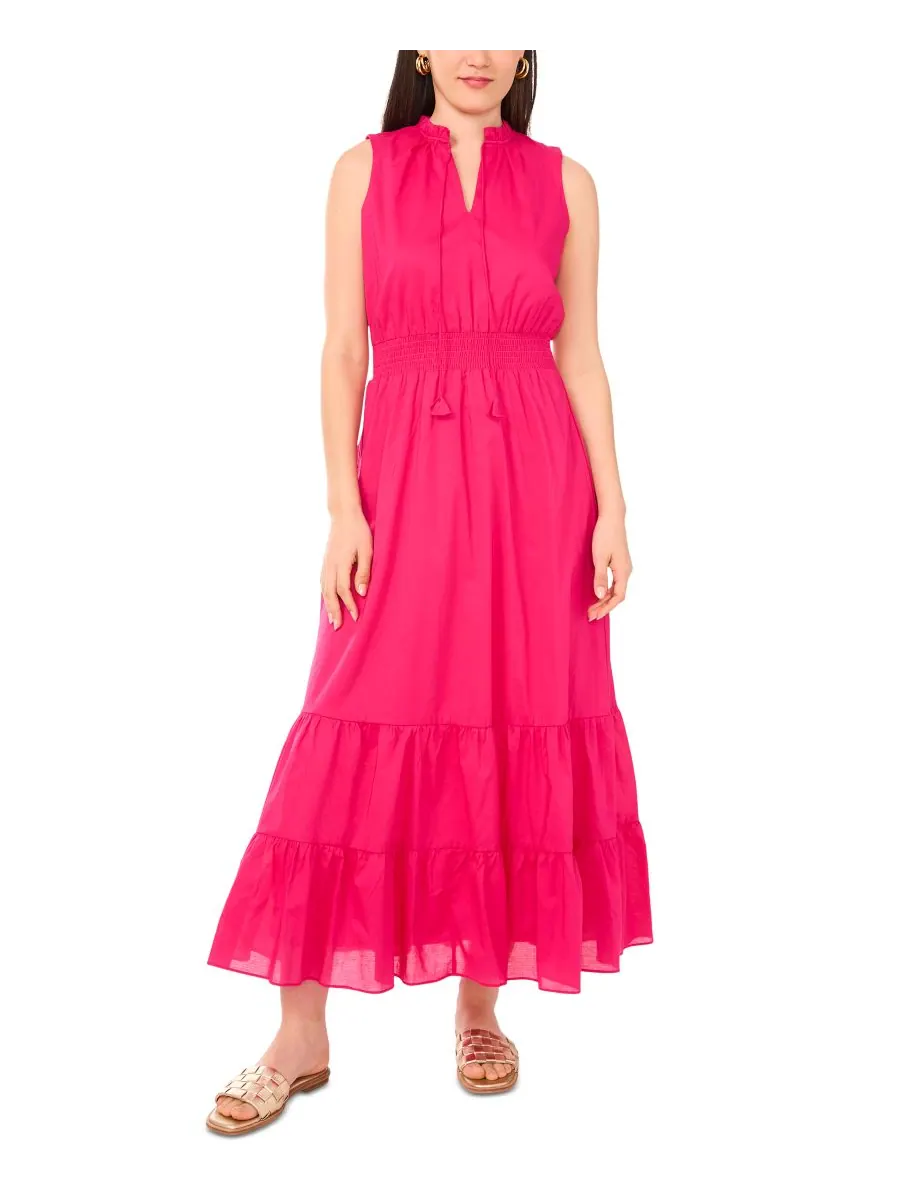 Женское хлопковое многоярусное макси-платье Vince Camuto — изображение 1 из 3, розовый