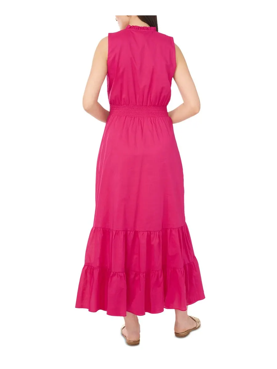 Женское хлопковое многоярусное макси-платье Vince Camuto — изображение 3 из 3, розовый