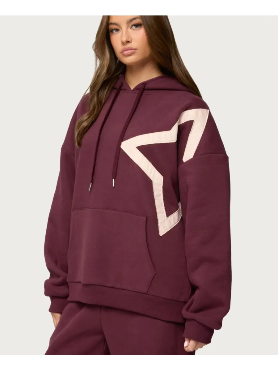 Женская толстовка Starly Oversized Edikted — изображение 4 из 5, бордовый