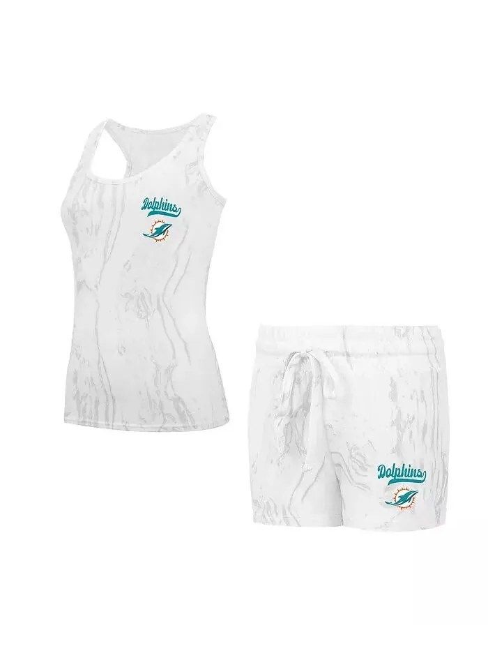 Женский комплект для сна Miami Dolphins Quartz Hacci Knit с топом и шортами Concepts Sport