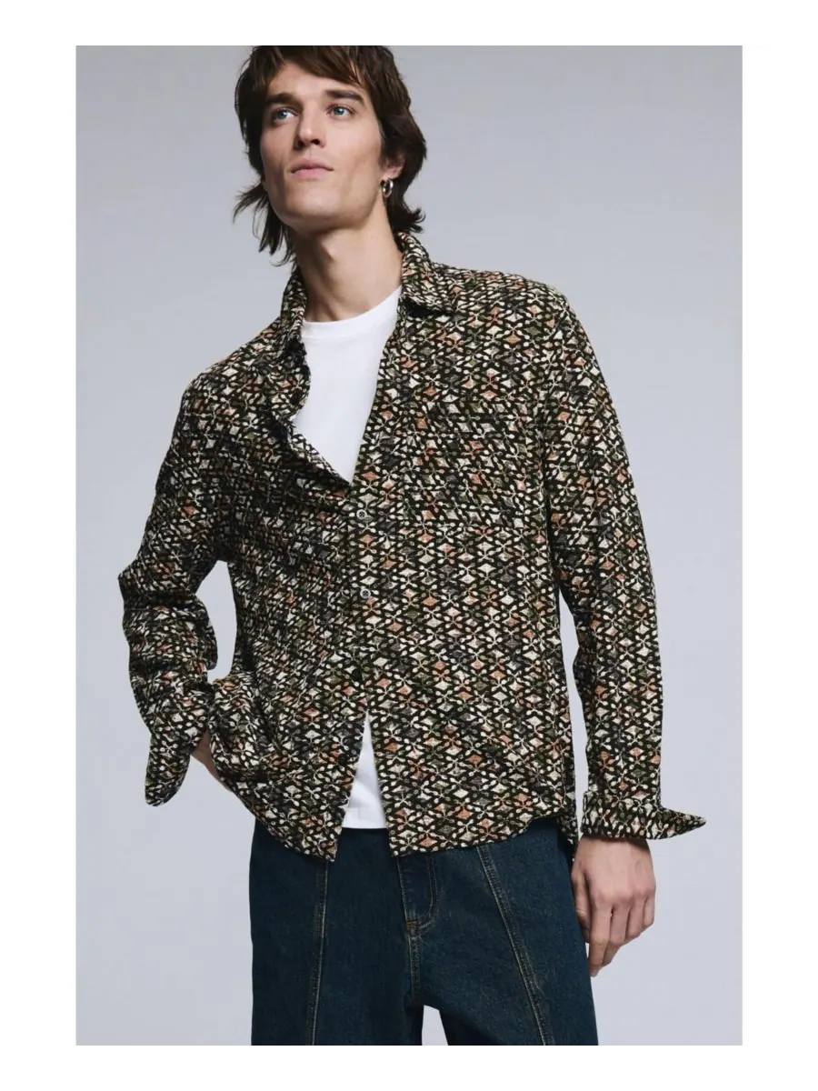 Мужская жаккардовая рубашка Desigual — изображение 3 из 6, зеленый