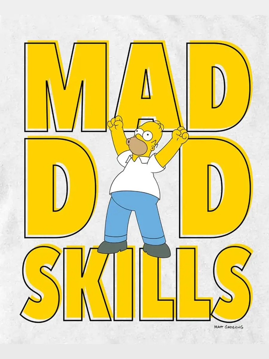 Футболка с принтом Mad Dad Skills, The Simpsons Fifth Sun — изображение 3 из 3, белый
