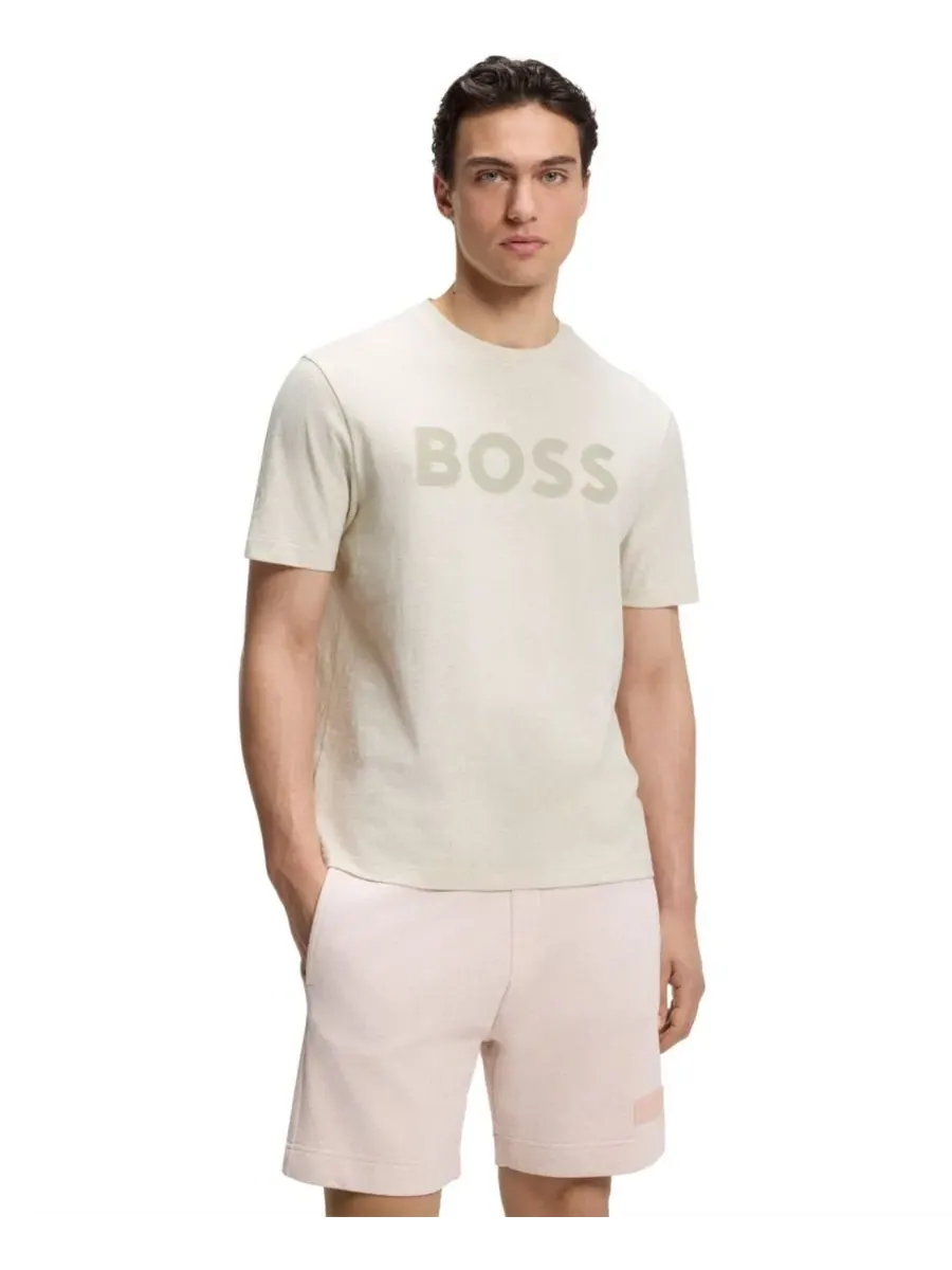 Футболка из хлопка с логотипом, модель Tonal Logo Hugo Boss — изображение 1 из 5, белый