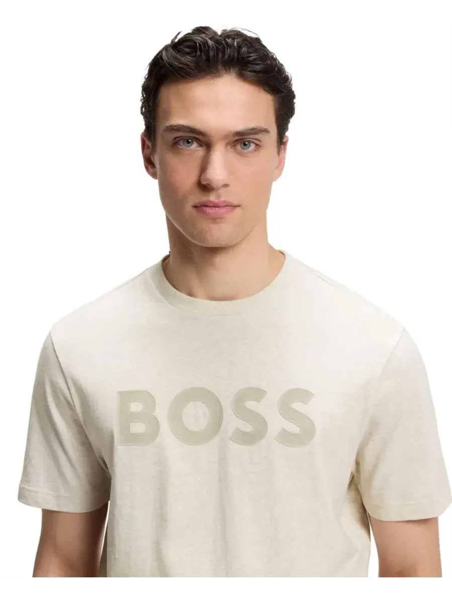 Футболка из хлопка с логотипом, модель Tonal Logo Hugo Boss — изображение 5 из 5, белый
