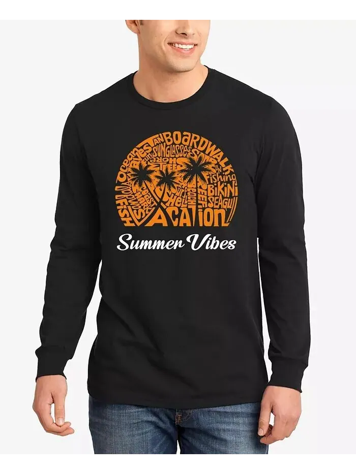 Футболка мужская Summer Vibes Word Art с длинным рукавом LA Pop Art — изображение 1 из 3, черный