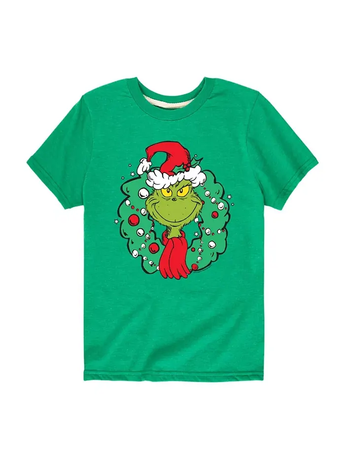 Футболка с принтом Big Boys Wreath с коротким рукавом The Grinch — зеленый