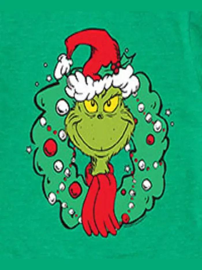 Футболка с принтом Big Boys Wreath с коротким рукавом The Grinch — изображение 3 из 3, зеленый
