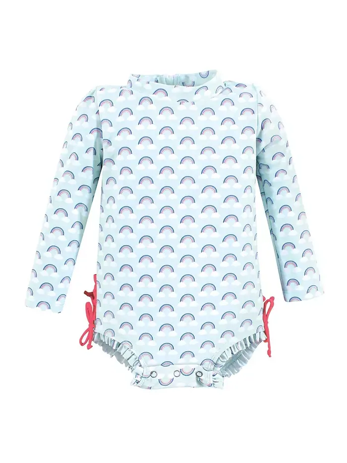Детский купальный костюм для девочек Hudson Rashguard, Sunset Stripe, 6-9 месяцев Hudson Baby — изображение 1 из 2, мульти