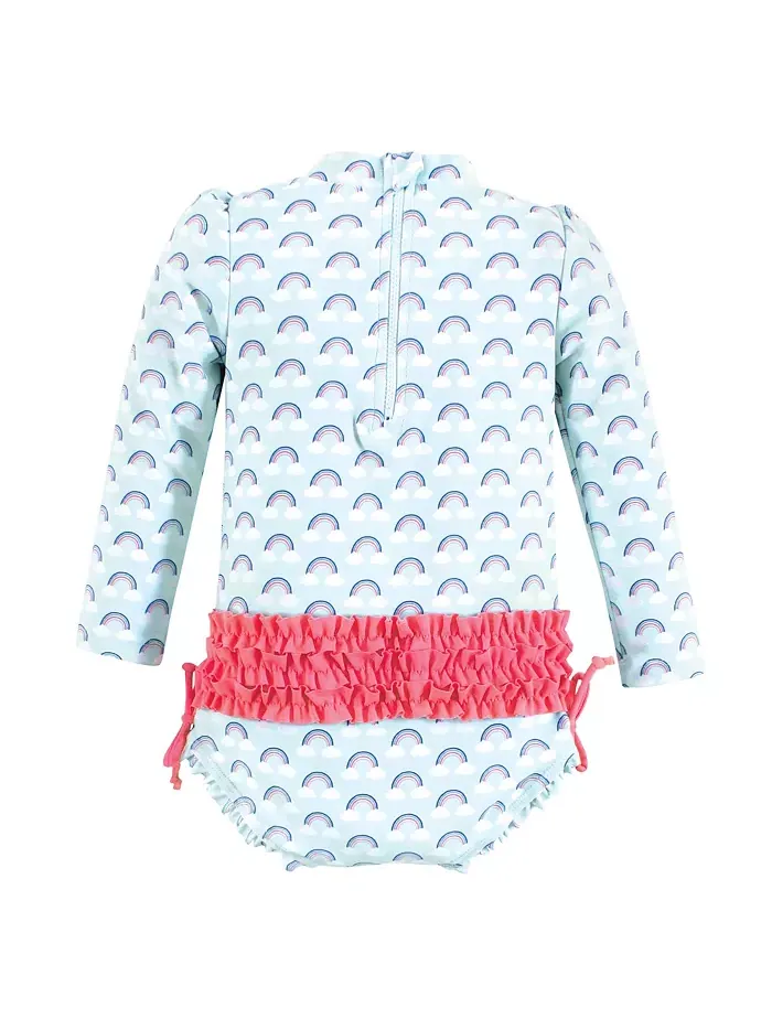 Детский купальный костюм для девочек Hudson Rashguard, Sunset Stripe, 6-9 месяцев Hudson Baby — изображение 2 из 2, мульти