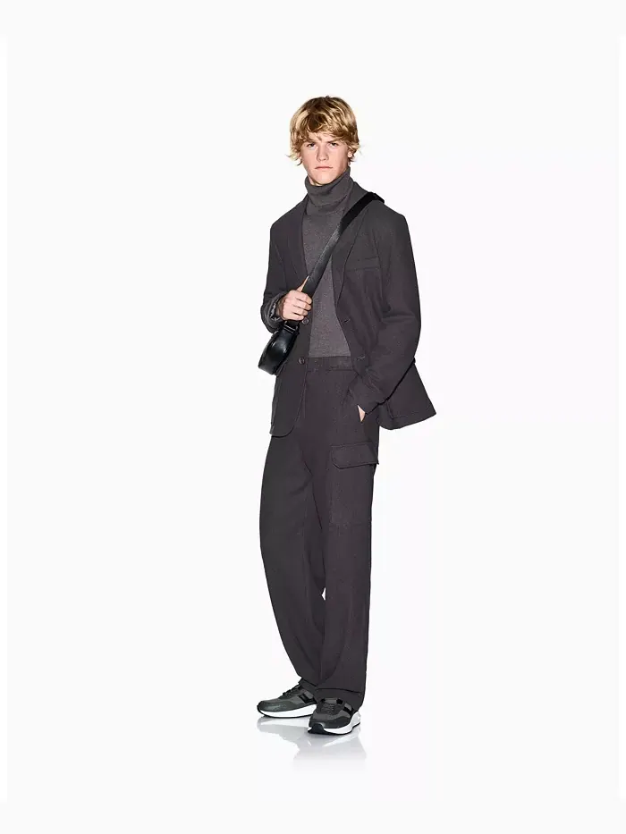Мужские уютные брюки карго из шерсти Lab A|X Armani Exchange — изображение 2 из 5, серый
