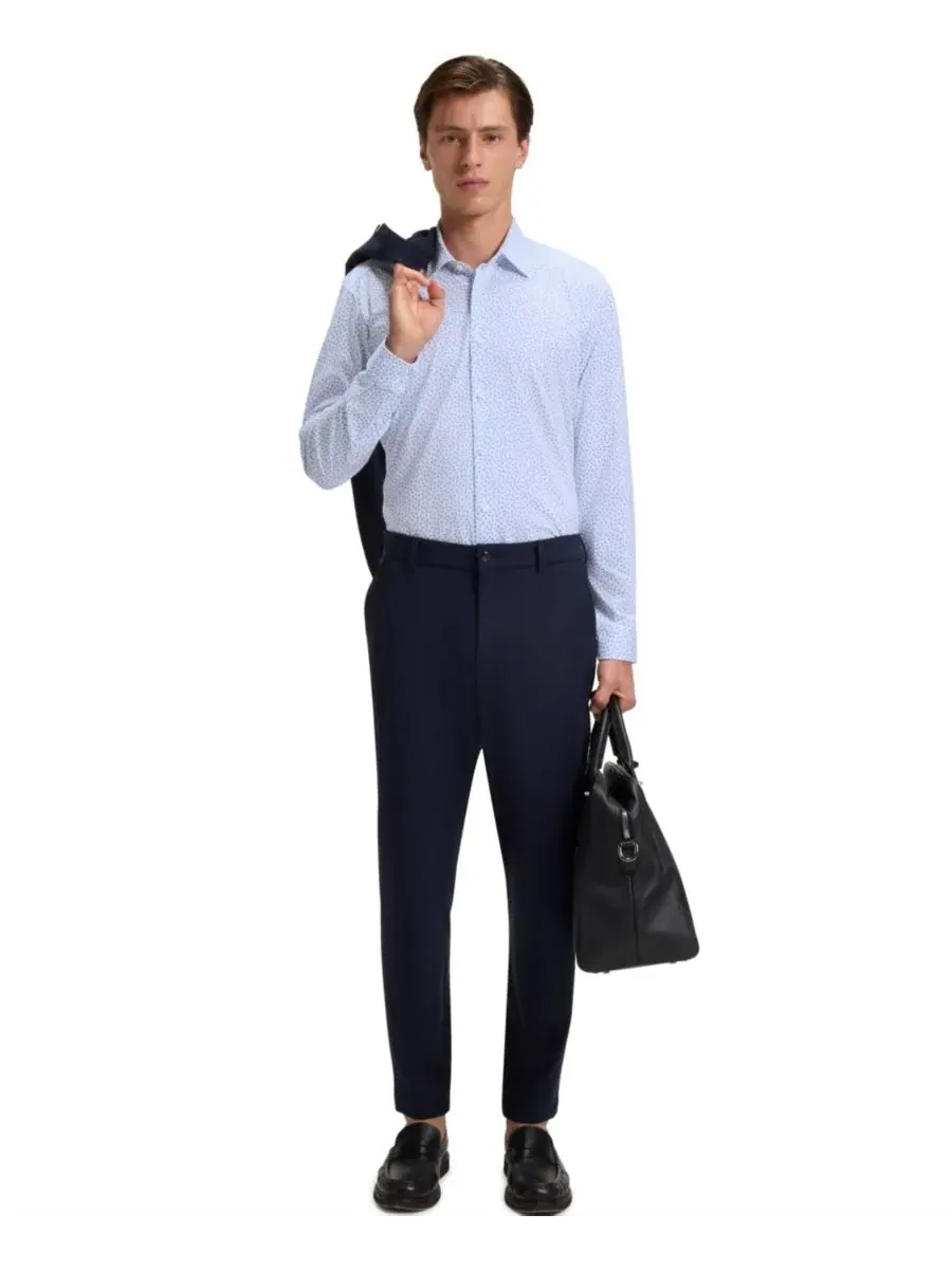Мужская приталенная рубашка из хлопковой смеси Hugo Boss — изображение 4 из 4, синий