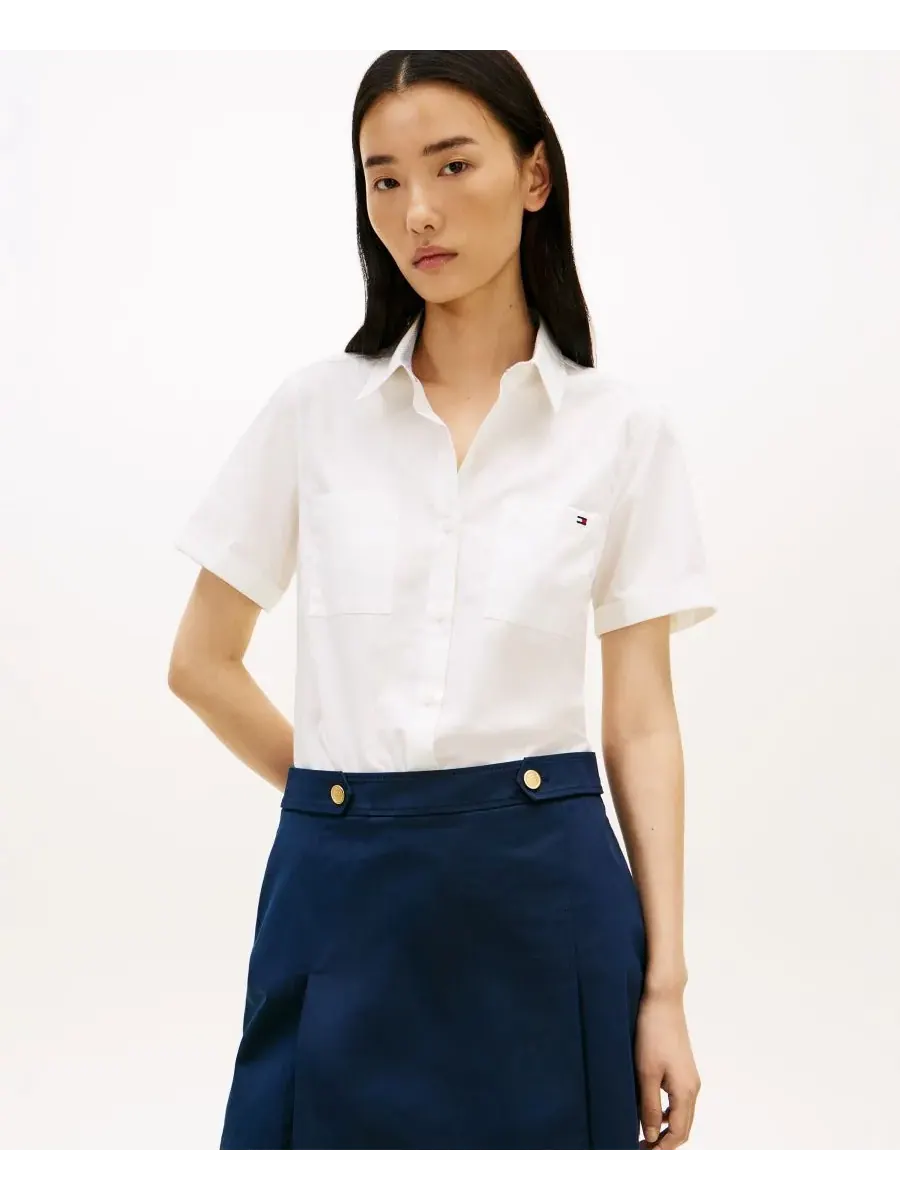 Классическая женская рубашка с коротким рукавом из поплина Tommy Hilfiger