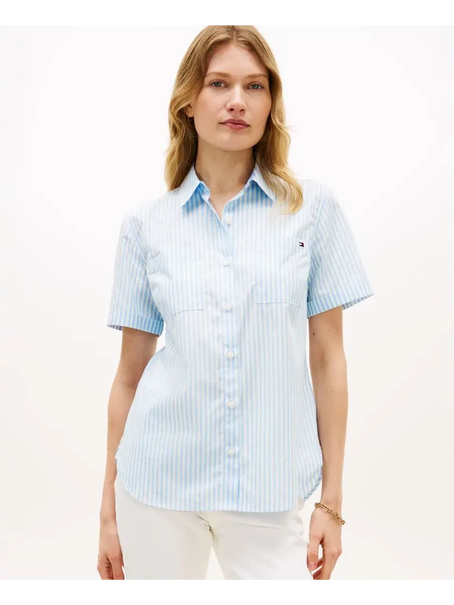 Классическая женская рубашка с коротким рукавом из поплина Tommy Hilfiger