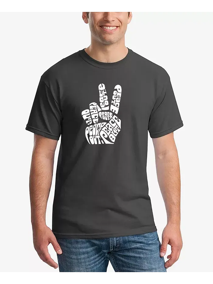 Мужская футболка Word Art Peace Out LA Pop Art — изображение 1 из 2, темный серый