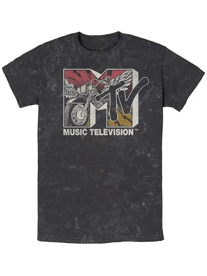 Мужская футболка MTV Music Ride с коротким рукавом из минеральной ткани Fifth Sun — изображение 1 из 1, черный