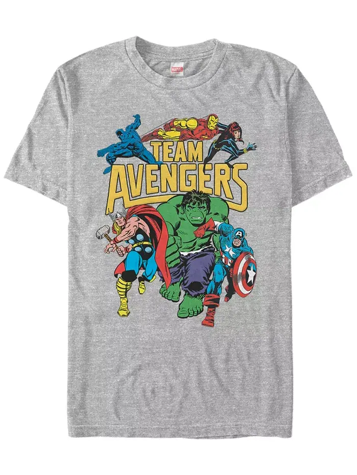 Футболка с коротким рукавом Marvel Men's Comic Collection Retro Team Avengers Fifth Sun — изображение 1 из 1, серый